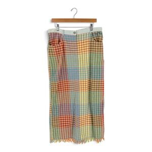 Vintage Crossing Pointe Patchwork Plaid Cotton Midi Straight Skirt Size 16MS